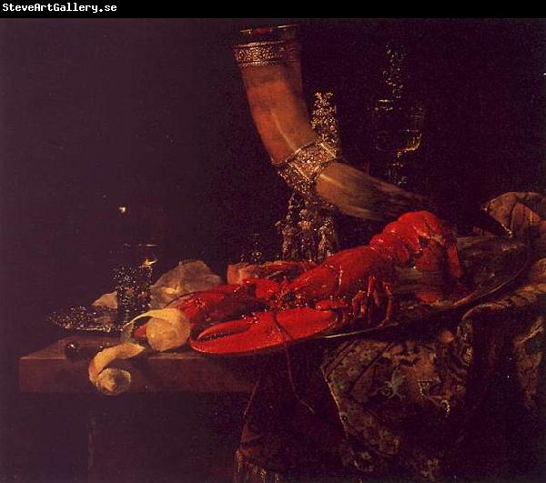 Willem Kalf Still Life with Lobster, Drinking Horn and Glasses